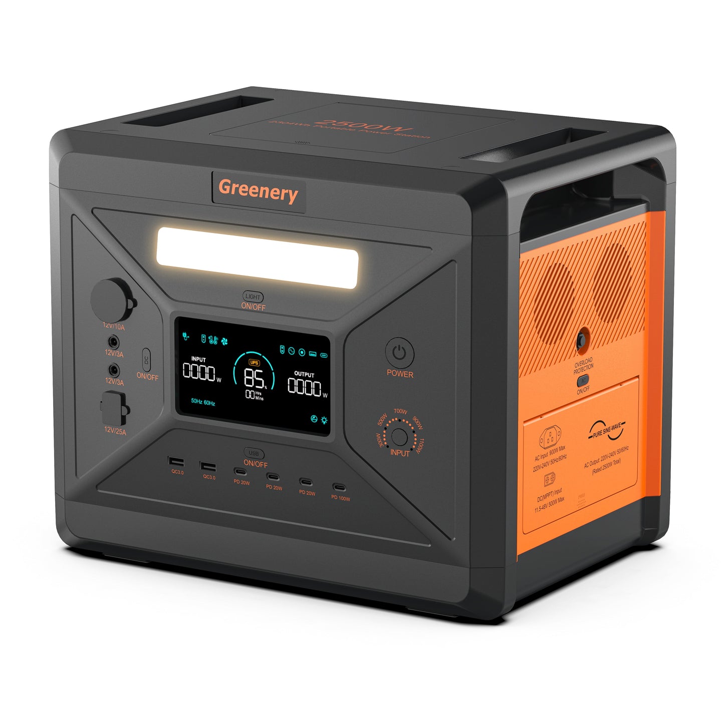 Greenery G2500 – Station Électrique Portable 2500W | 2304Wh | Alimentez 95% de vos Appareils
